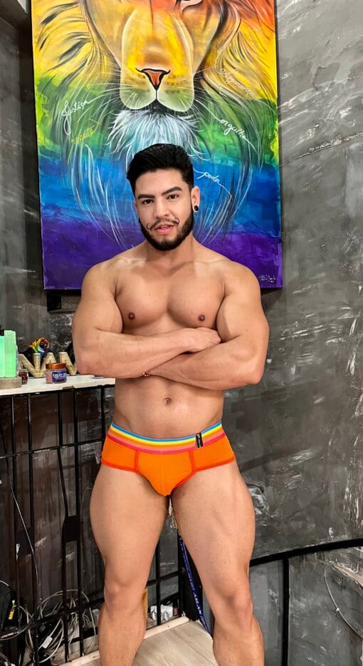 CUECA DRY FIT TROPICAL LARANJA