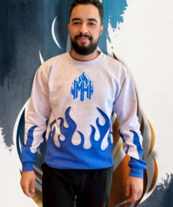 Moletom Meenting Hot Branco e Azul - tamanho P