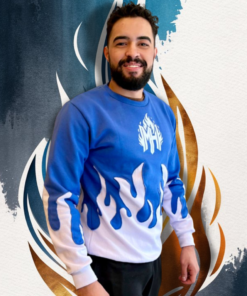Moletom Meenting Hot Azul e Branco -tamanho P