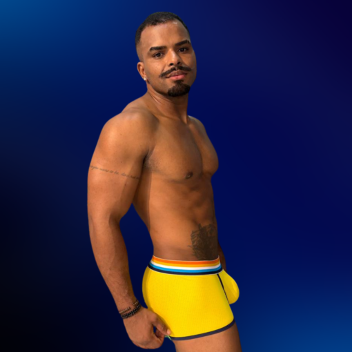 Cueca Boxer Amarela Dryfit line Azul - Imagem 3