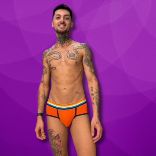 Cueca Laranja Dryfit line Azul