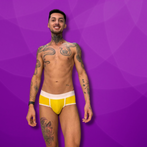 Cueca Amarela Dryfit line Branco