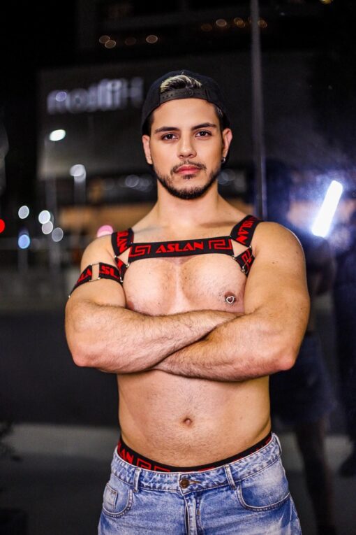 Harness Preto e Vermelho Aslan - Imagem 3