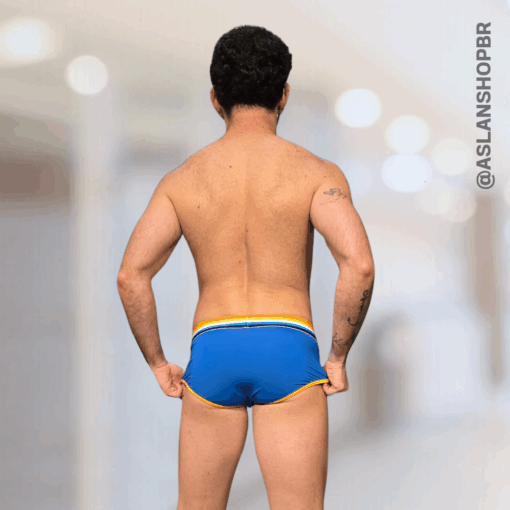 Cueca Azul Branco e Amarelo Slip Apolo - Imagem 2