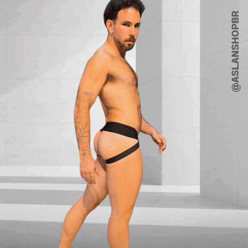 Jockstrap Preta Elástico Largo 6 cm Star Aslan