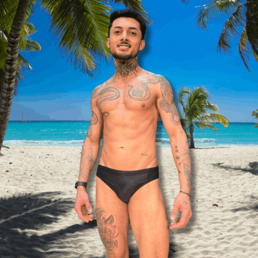 Sunga Preta Slim Metalizado