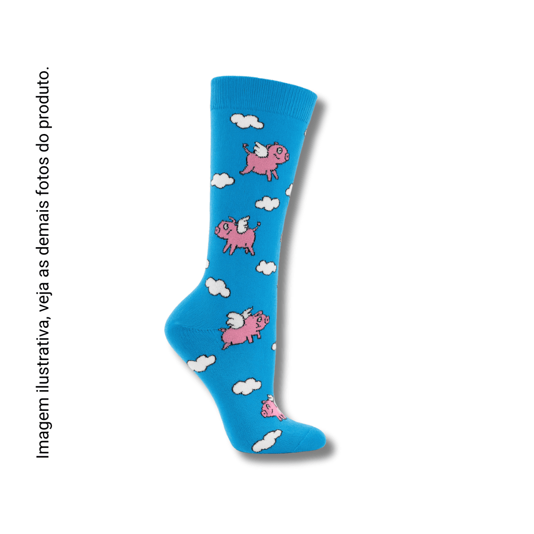 Meia Azul Porco Voador