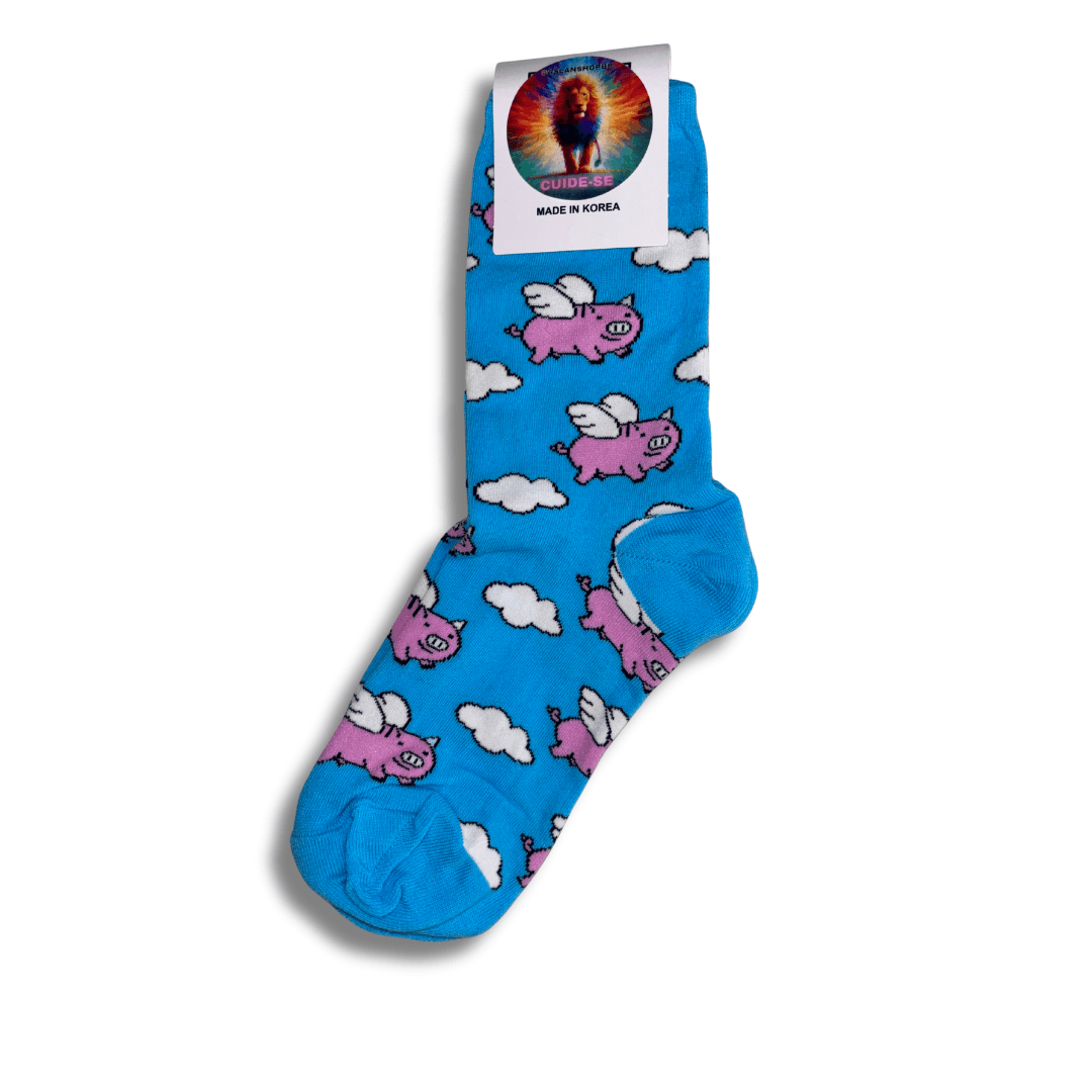 Meia Azul Porco Voador - Imagem 3