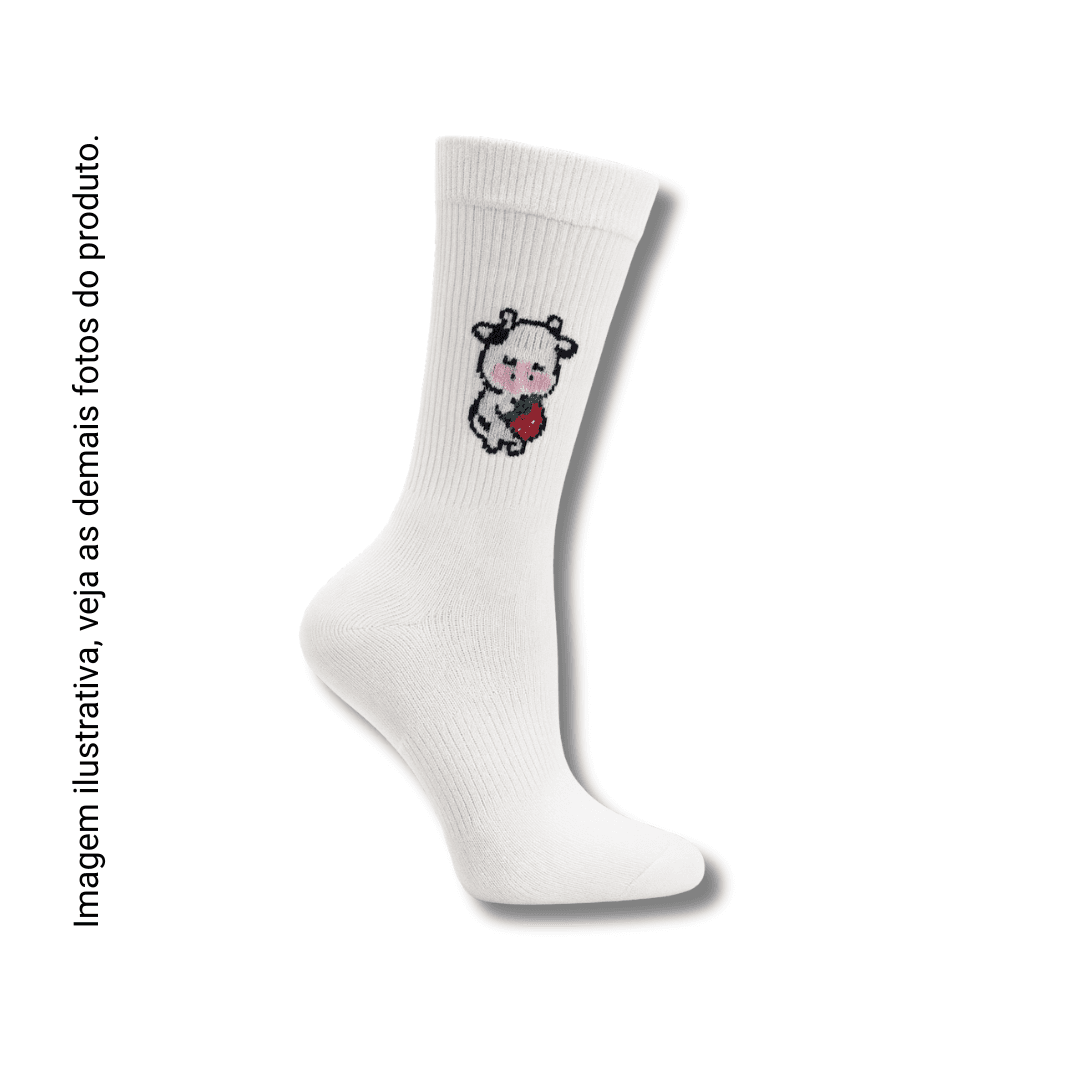 Meia Branca Vaquinha Morango