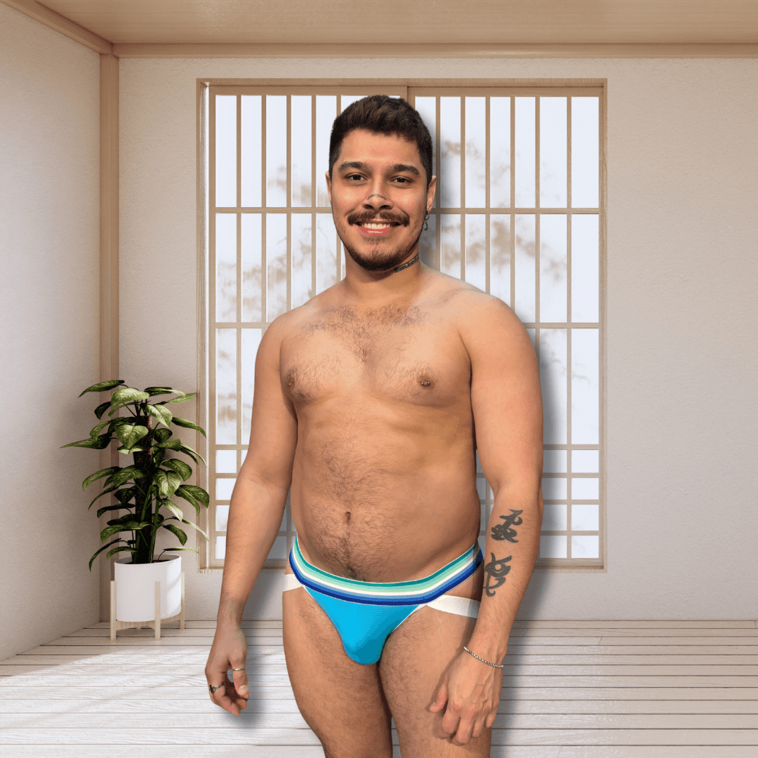 Jockstrap Azul Aroace line branco