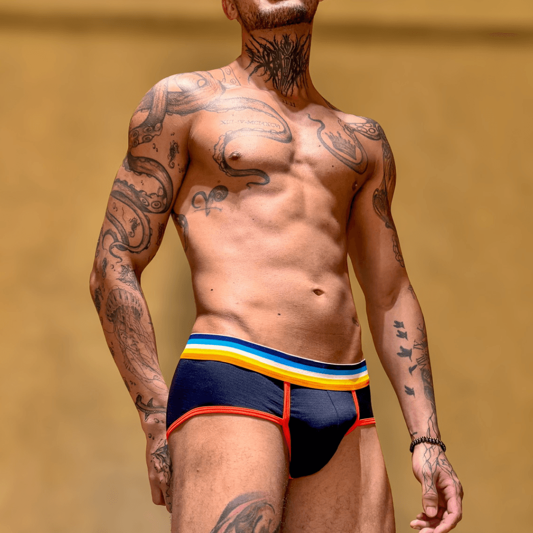 Cueca Preta Aroace line laranja