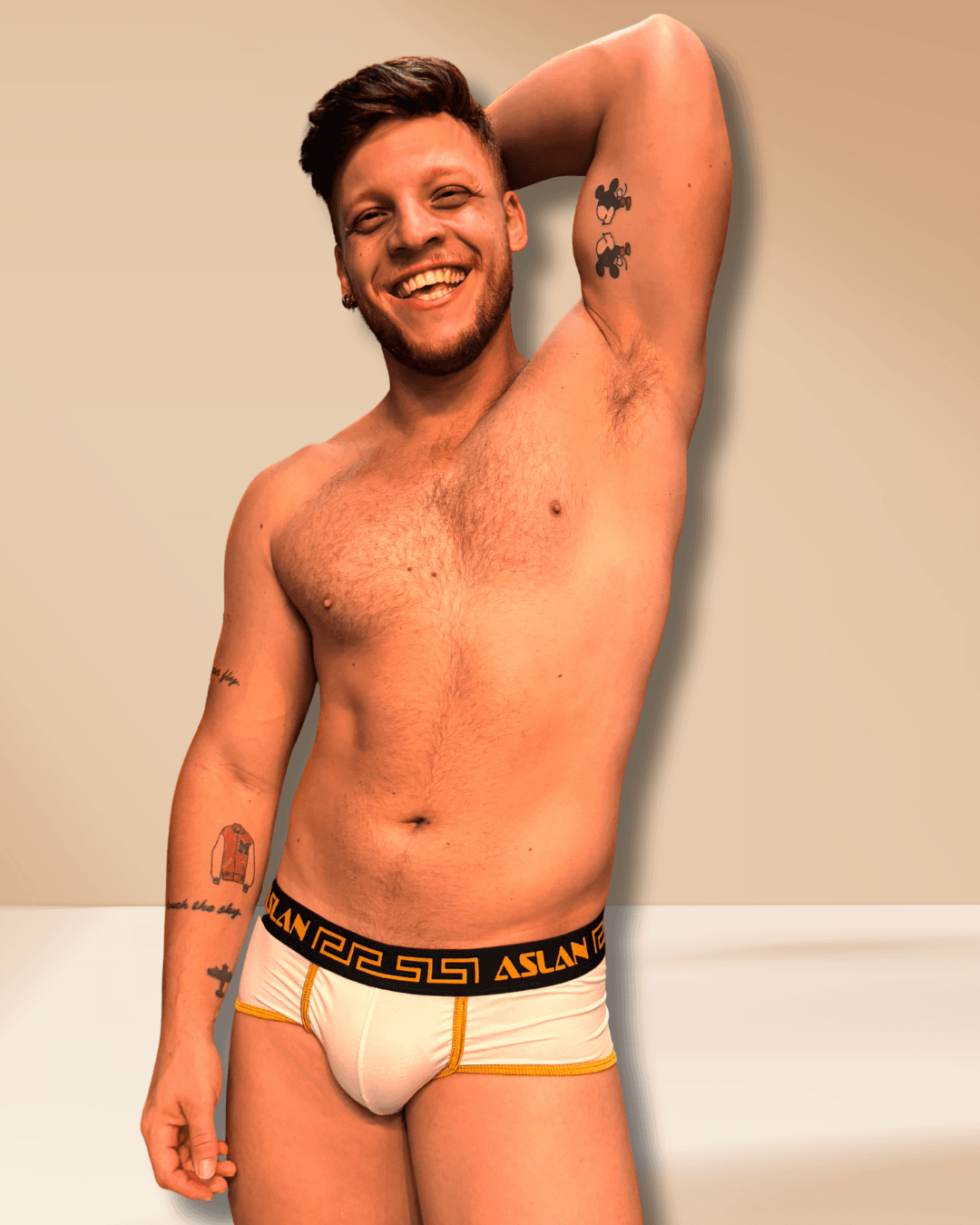 Cueca Branca Dryfit line Dourado