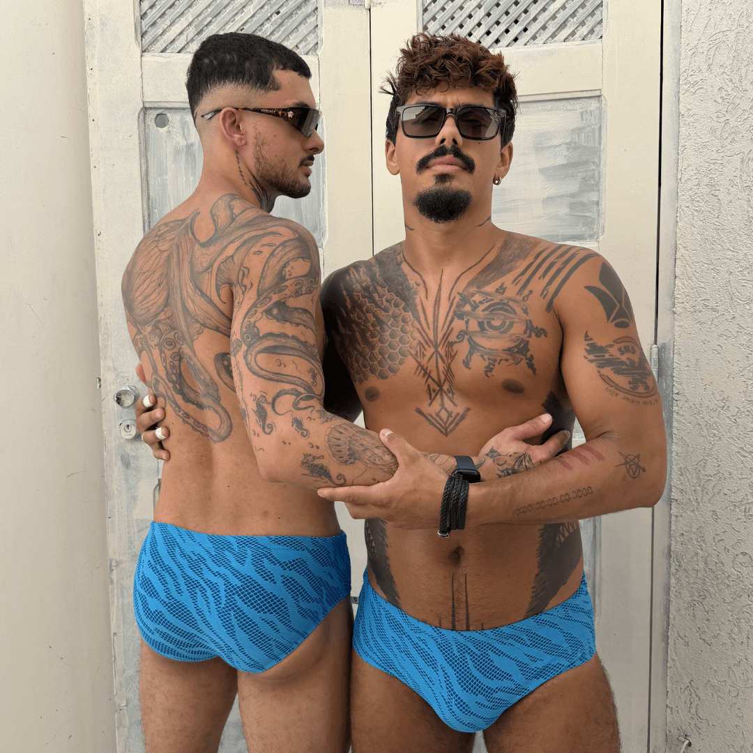 Sunga Azul em Renda Tradicional