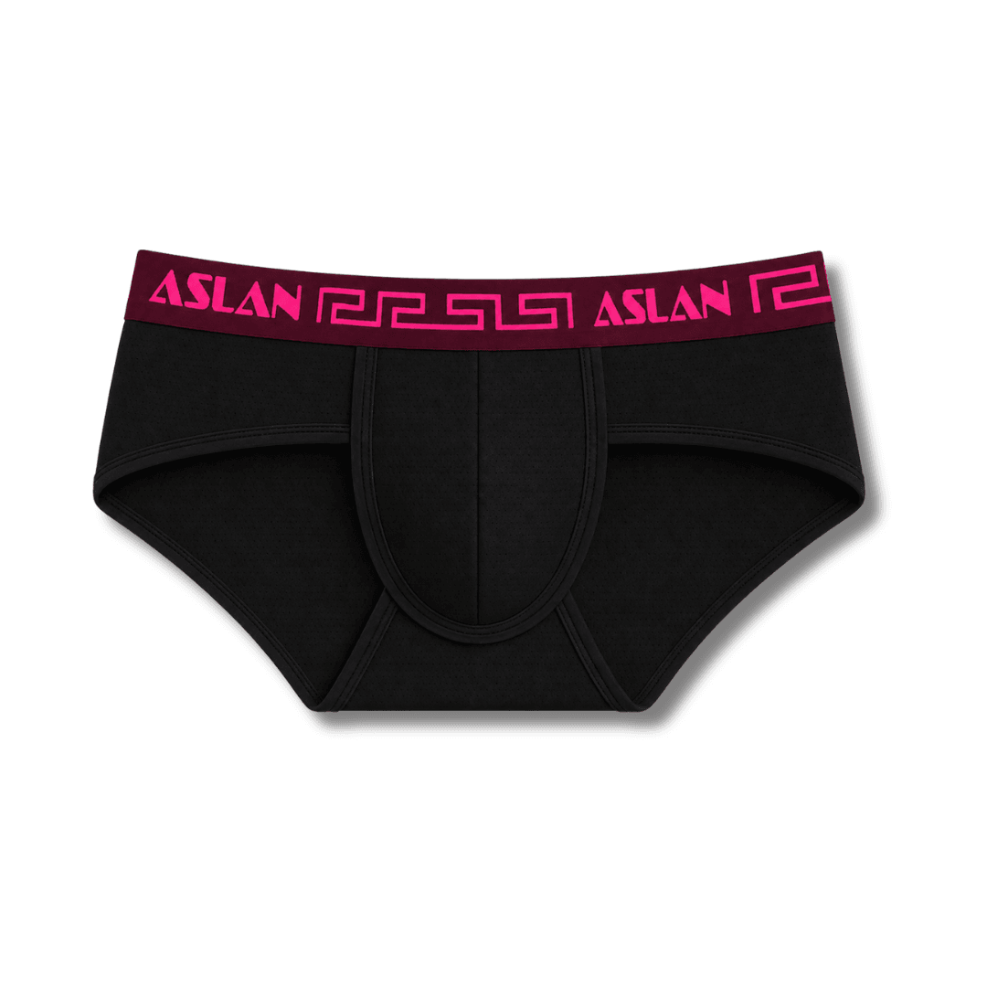 Cueca Preta Dryfit line Bordo Rosa