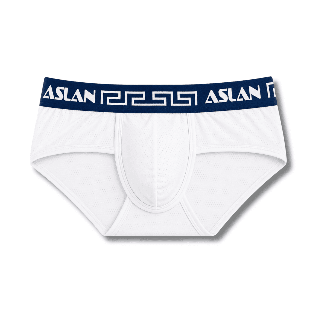 Cueca Branca Dryfit line Azul Arabescos