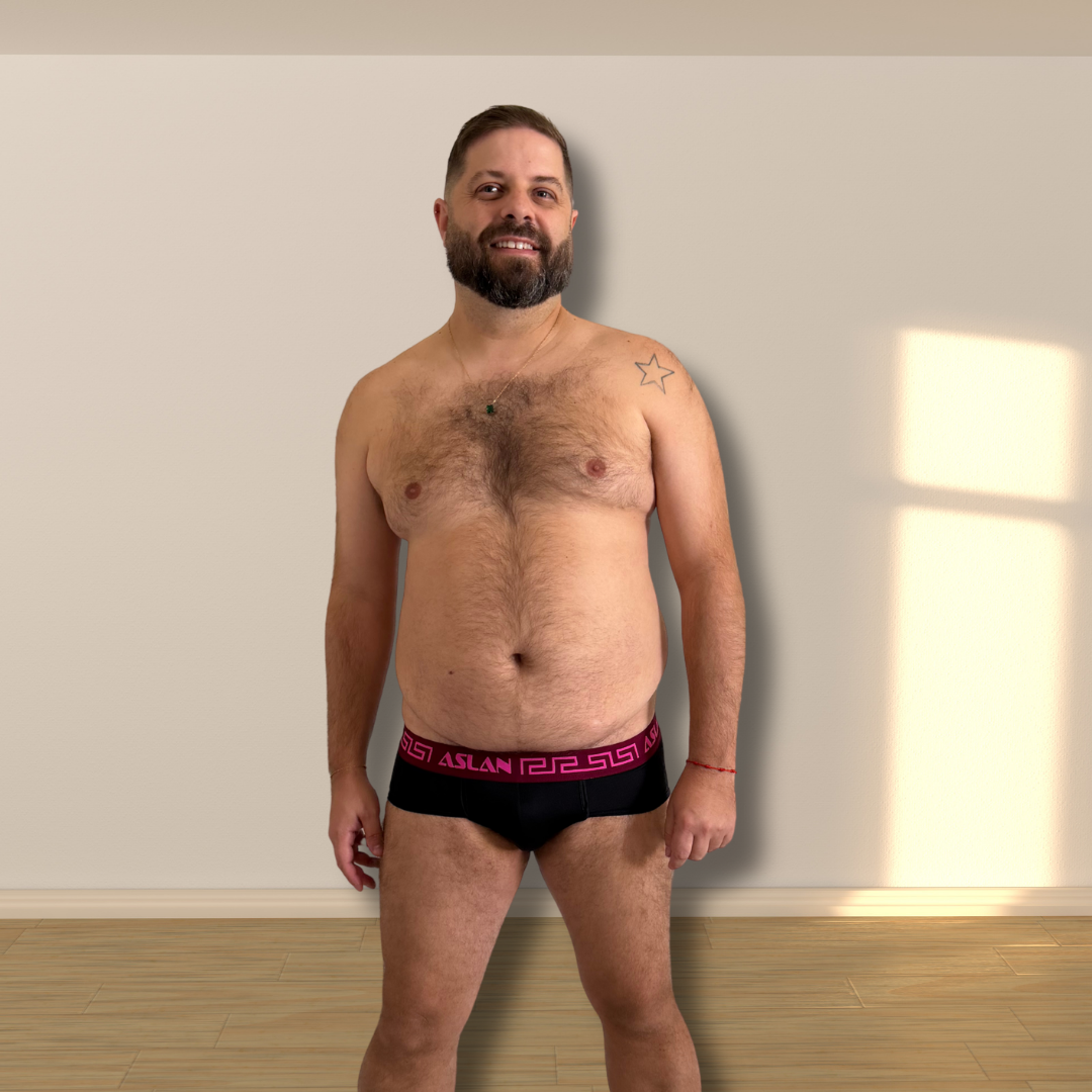 Cueca Preta Dryfit line Bordo Rosa
