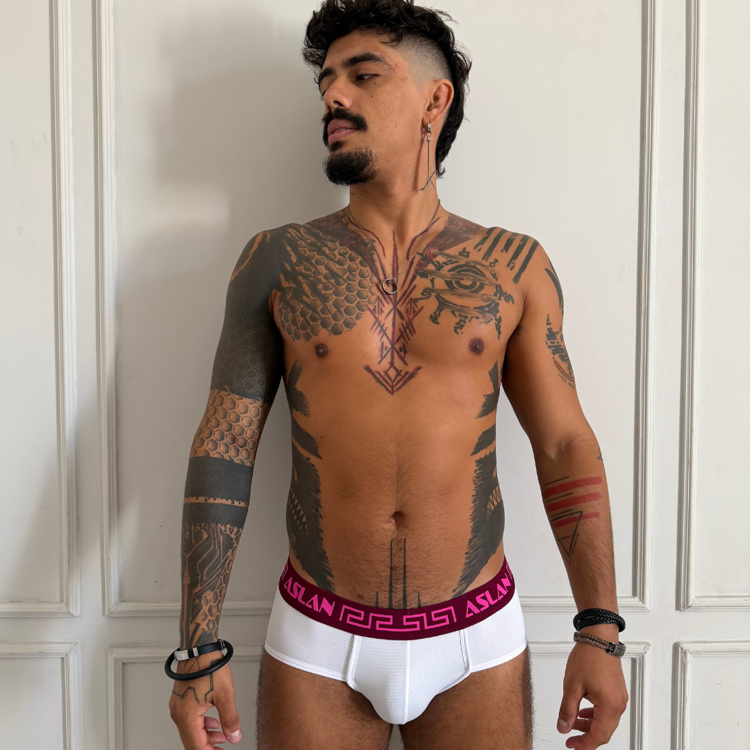 Cueca Branca Dryfit line Bordo Rosa - Imagem 3