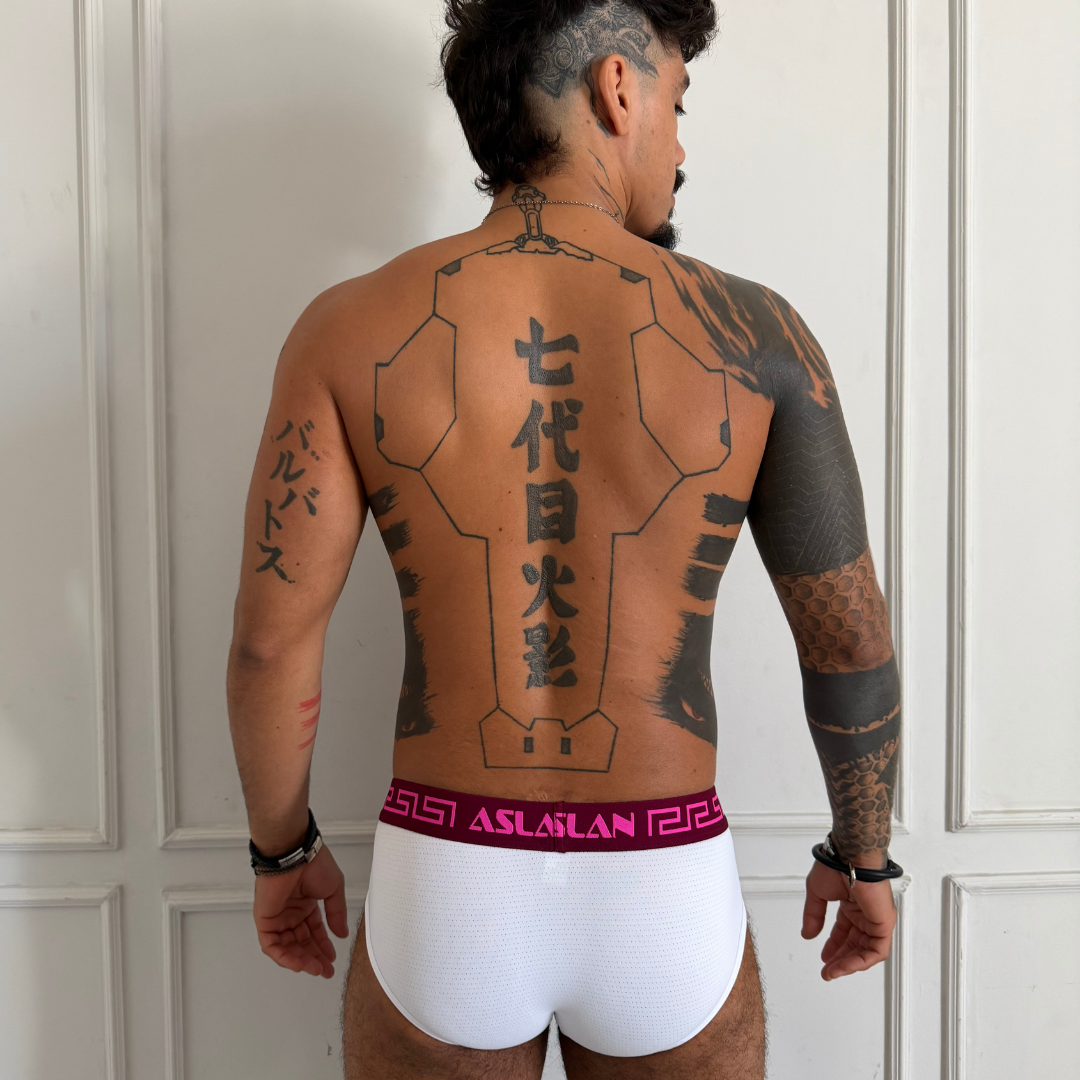 Cueca Branca Dryfit line Bordo Rosa - Imagem 2