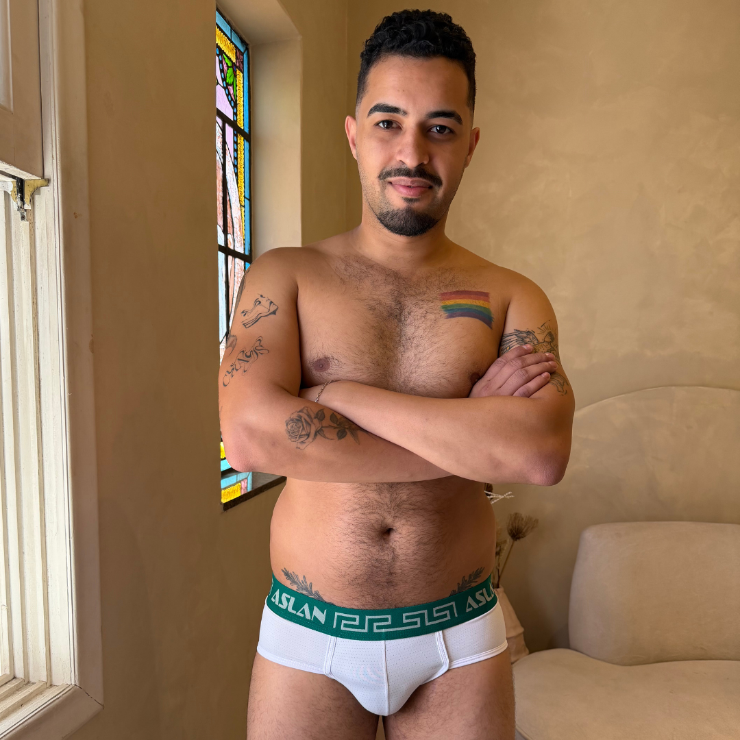 Cueca Branca Dryfit line Verde