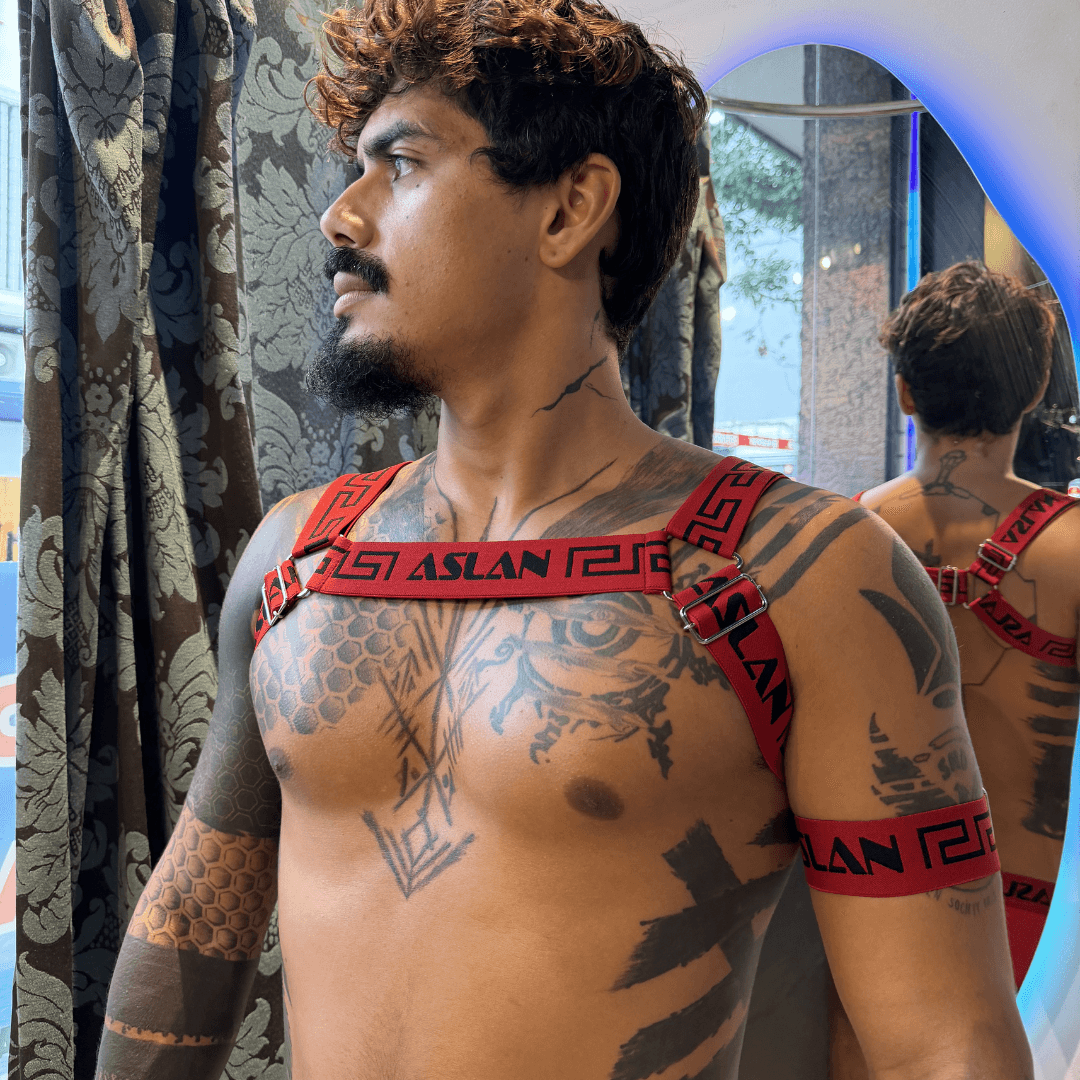 Harness Vermelho e Preto