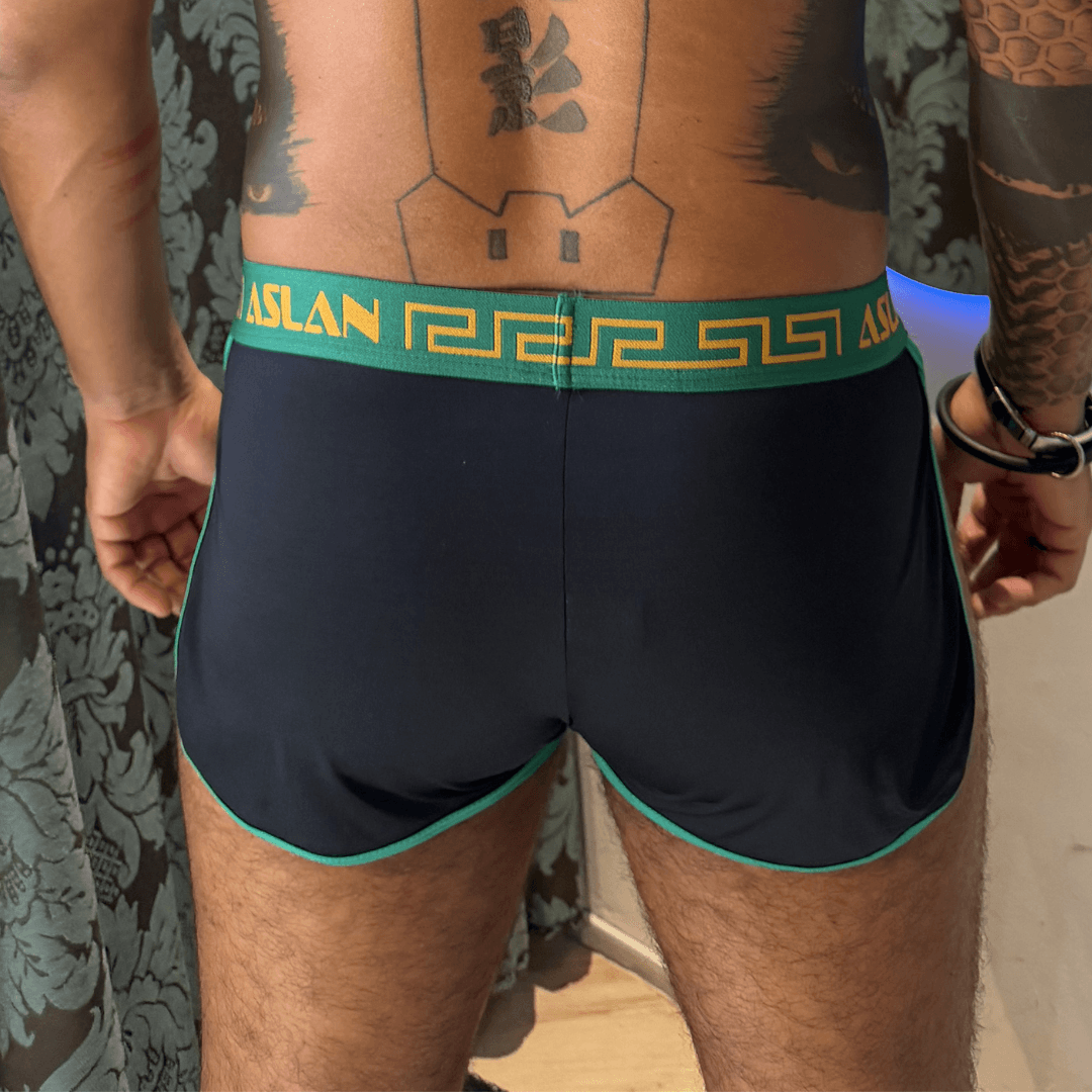Short de Academia Masculino Aslan com Abertura Lateral - Preto line verde - Imagem 2