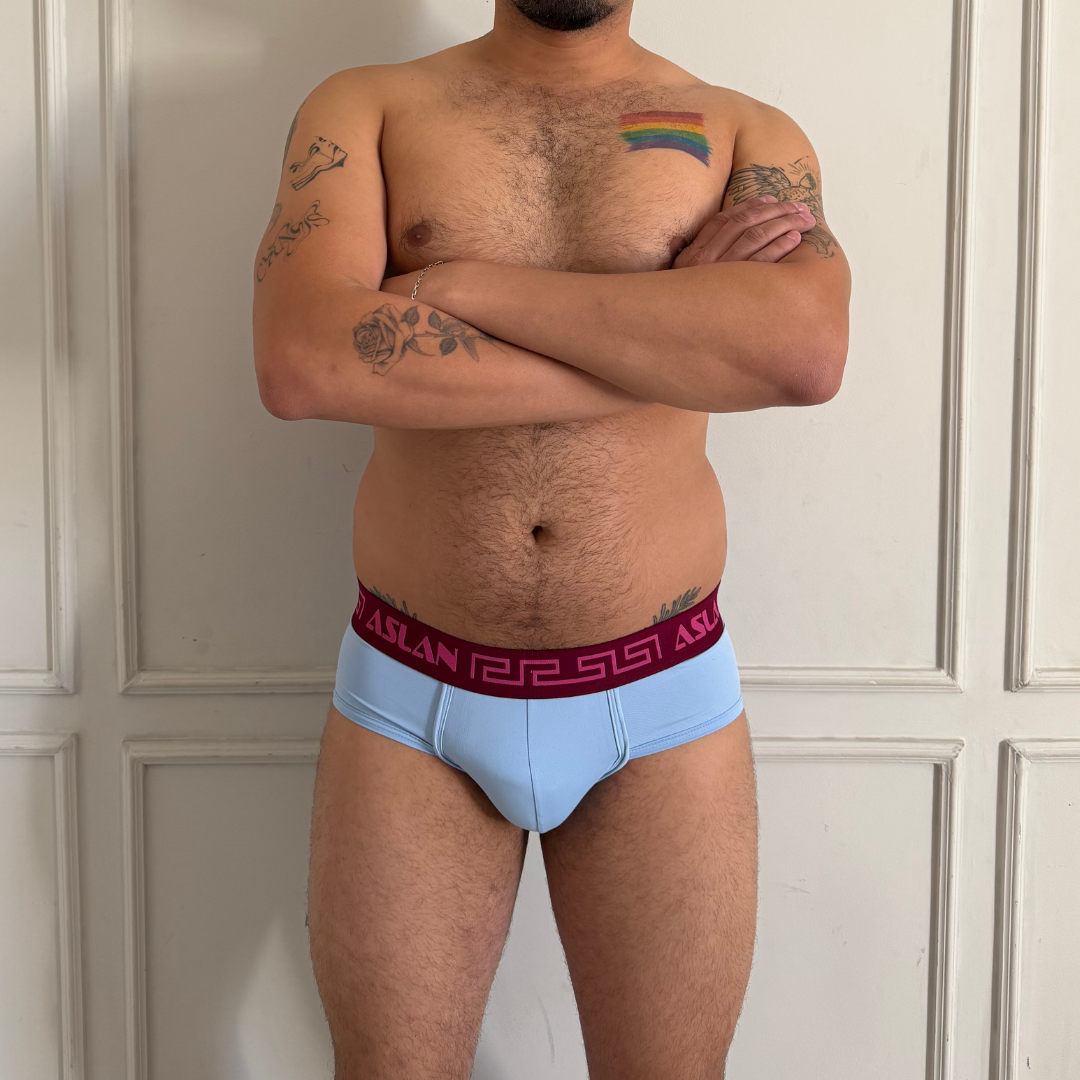 Cueca Azul el Bordo e Pink