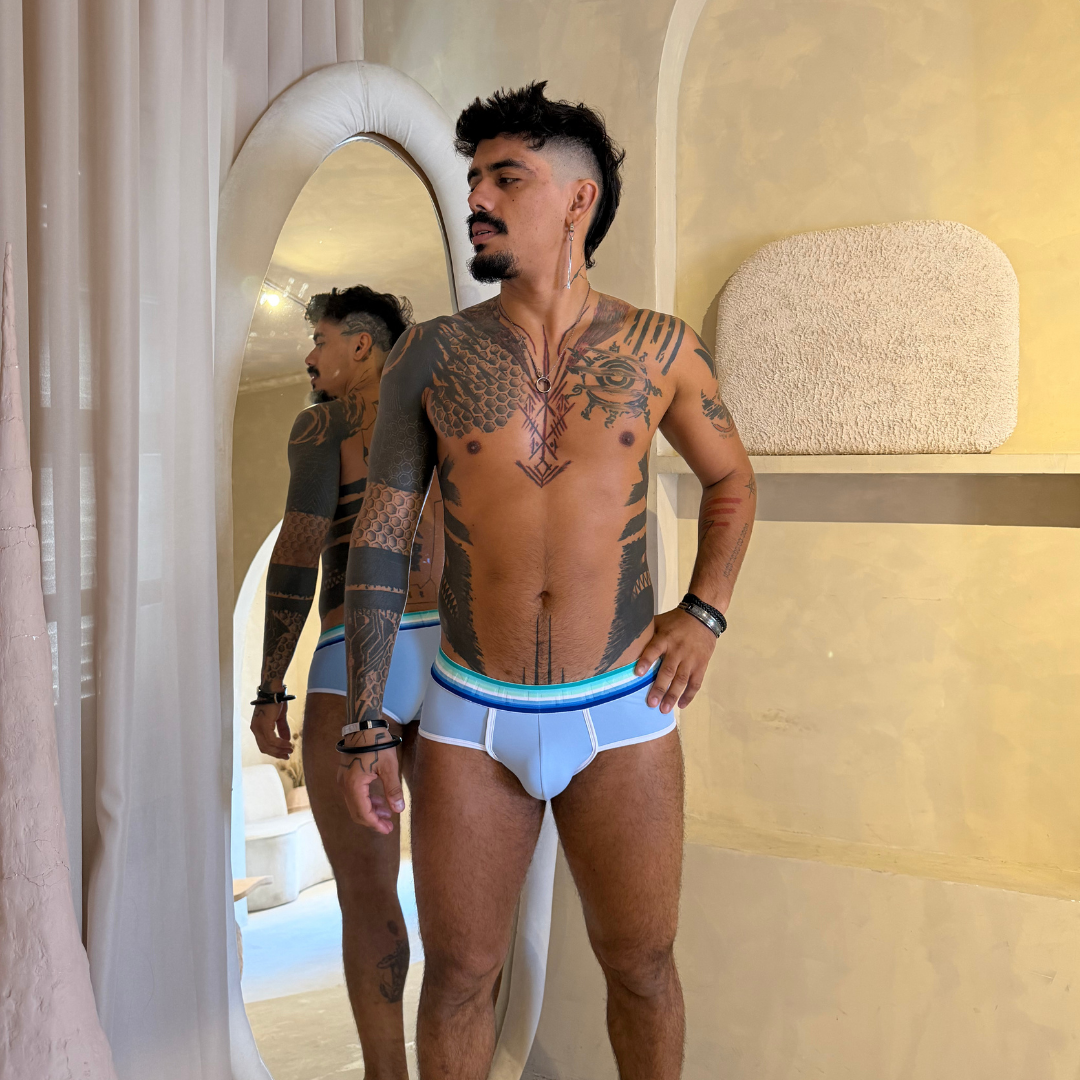 Cueca Azul  Claro line Branco Anemo