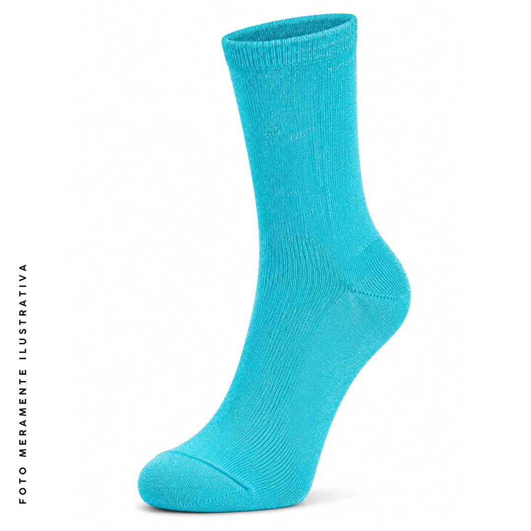 Meia Brilho Azul Céu 37-40