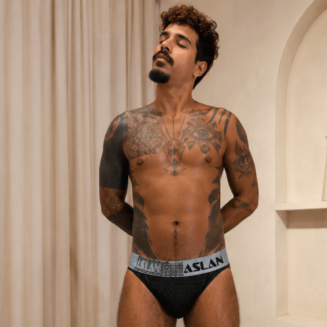 Tanga Preta Apolo Texturizada Aslan