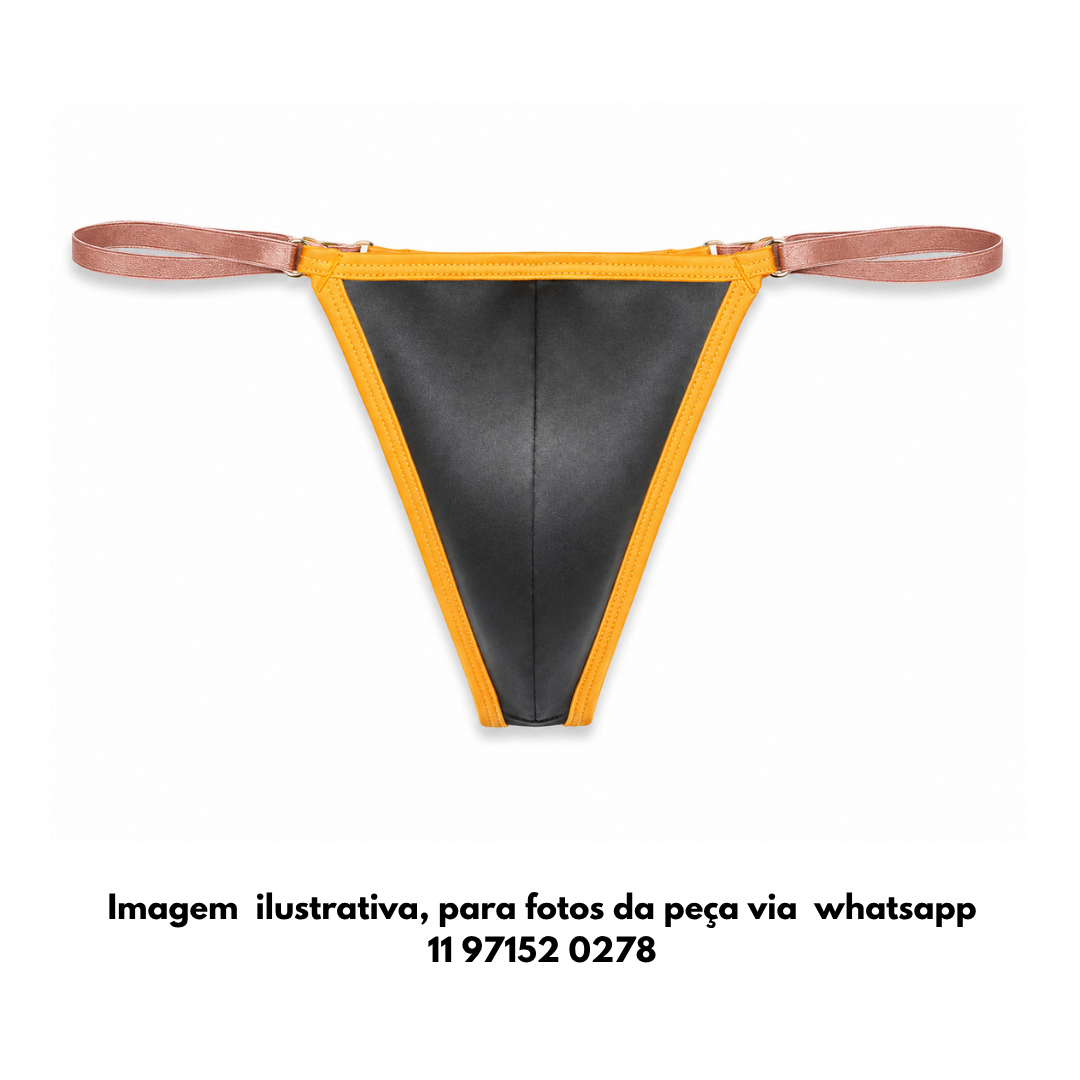 STRING PRETA LINE DOURADO